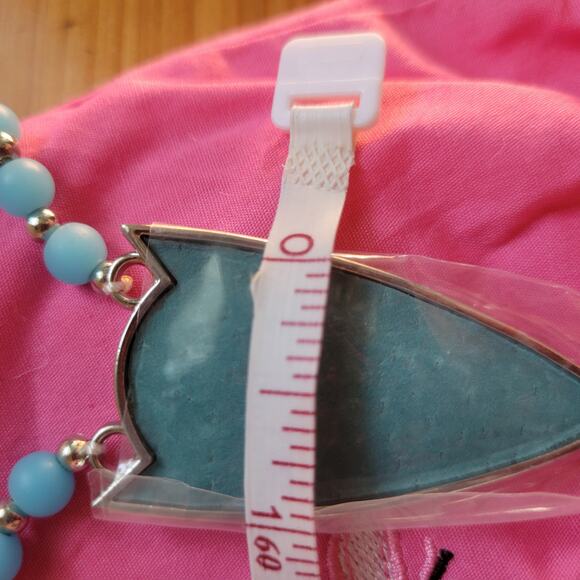 Boho Arrowhead Necklace with Turquoise Beads & Silver Accents – New in Pouch - Picture 6 of 8